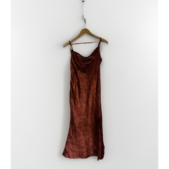 Vintage Satin Slip Prom Dress Womens Medium Cowl Neck Maxi Whimsigoth - Picture 1 of 16